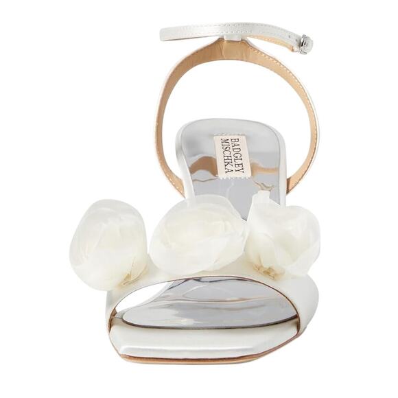 Badgley Mischka Womens Carli Heeled Sandals US 8 White Tulle Bow EUC - Picture 2 of 14